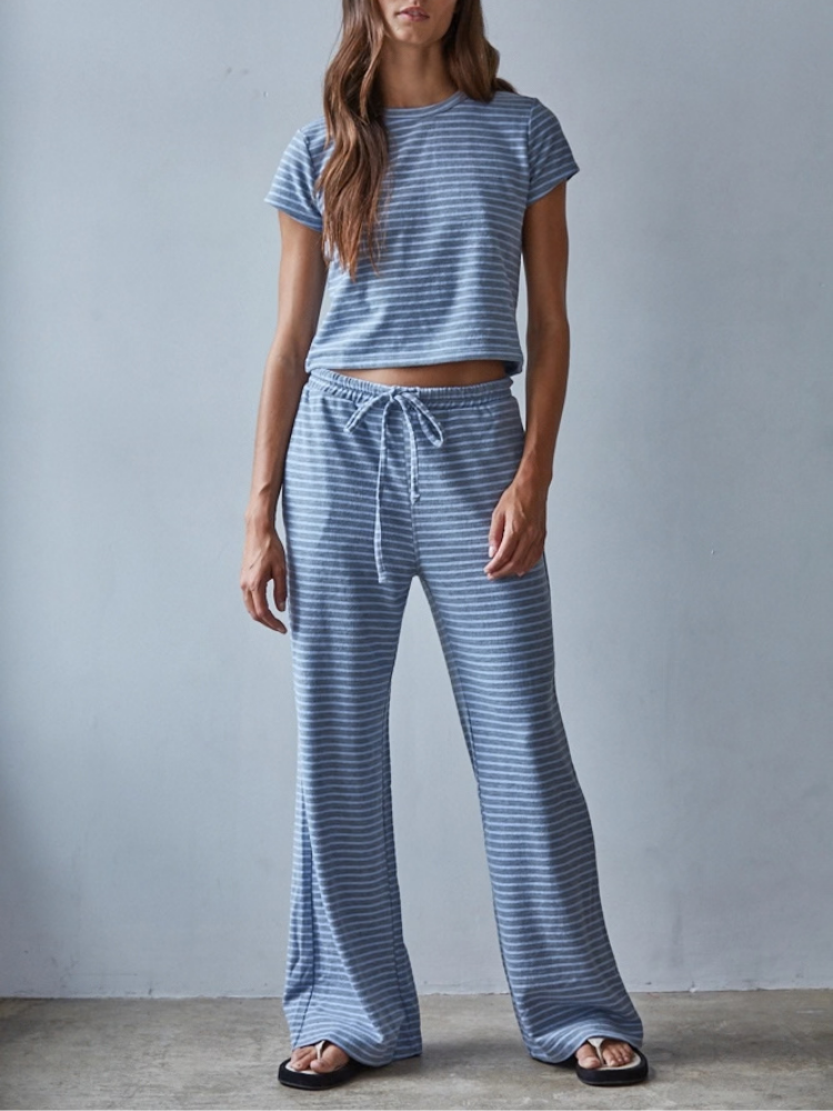 Cotton Striped Flare Pants