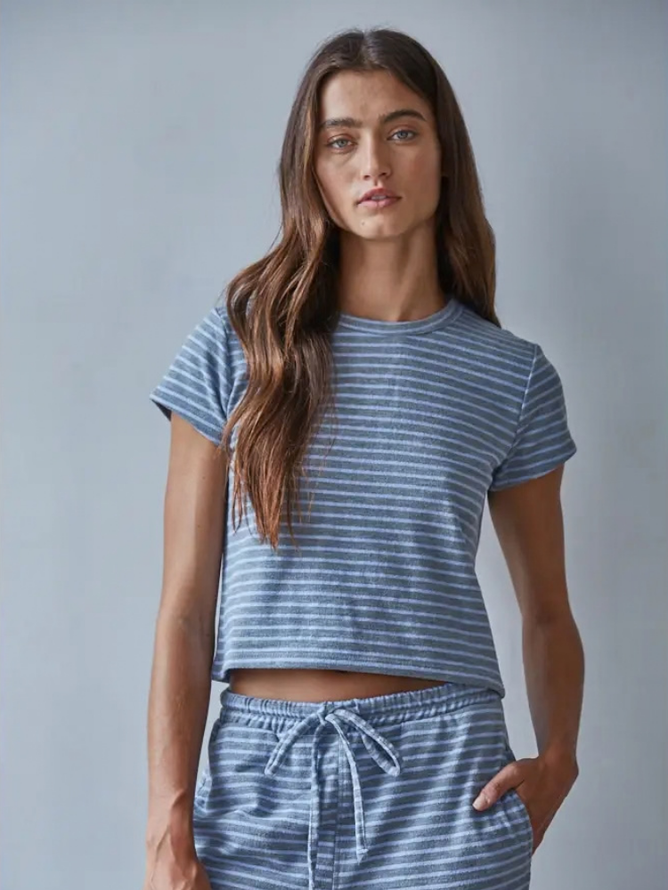 Cotton Striped Short Sleeve Top