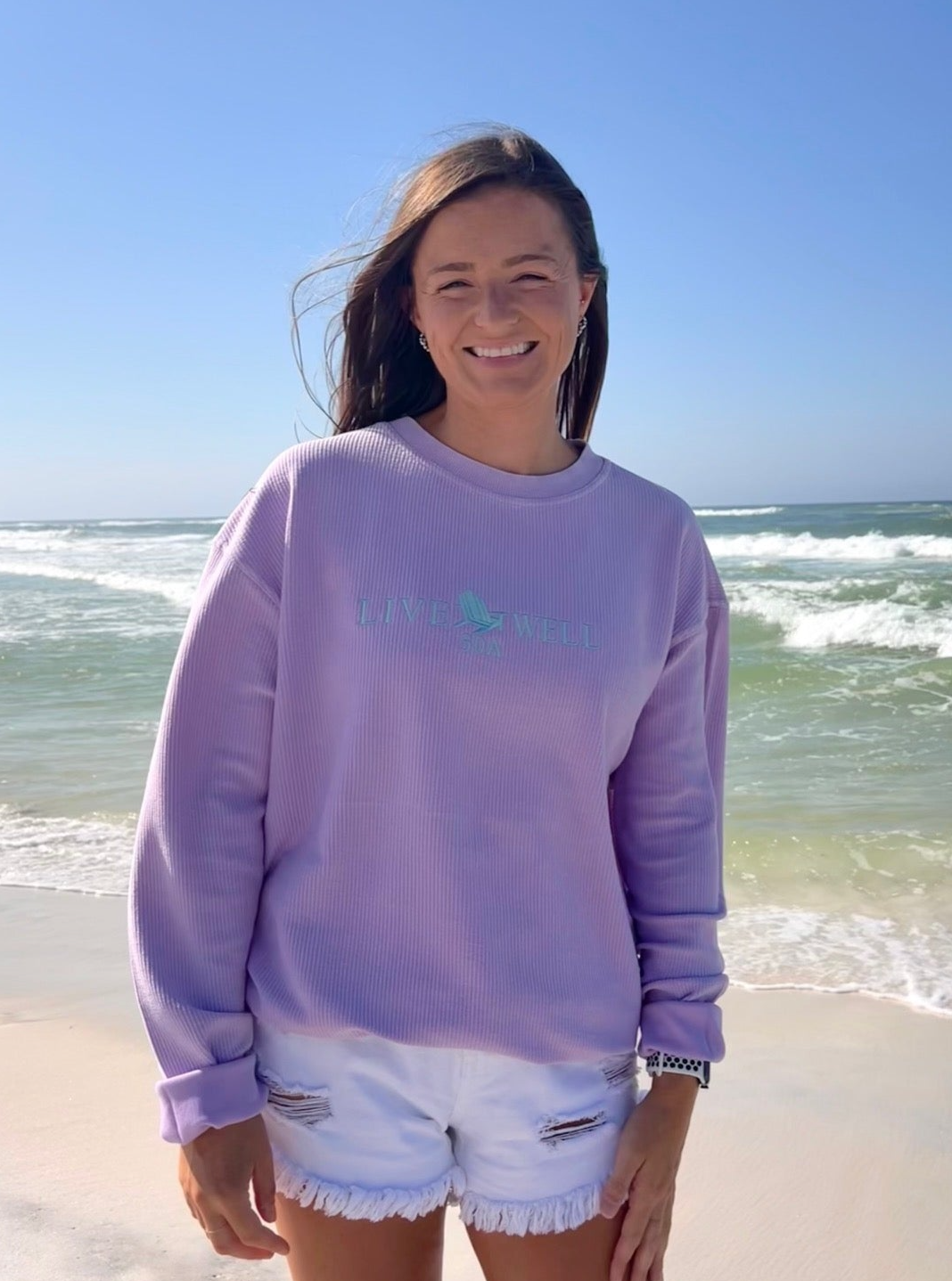 Unisex Classic Embroidered Logo Ribbed Sweatshirt - Lilac