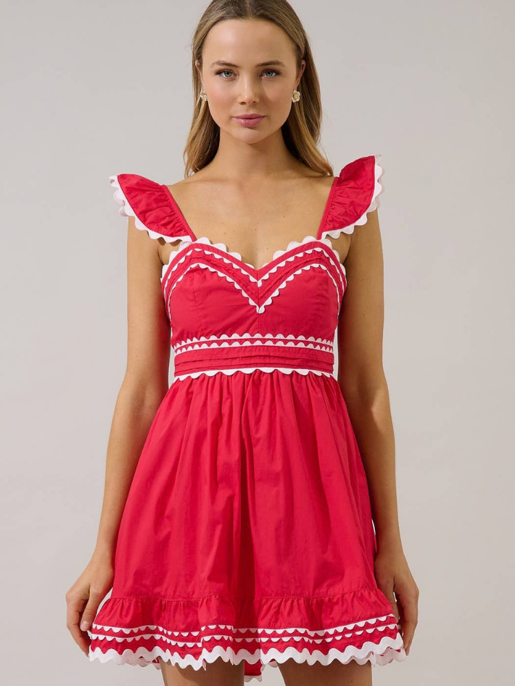 Gennie Contrast Ruffle Mini Dress