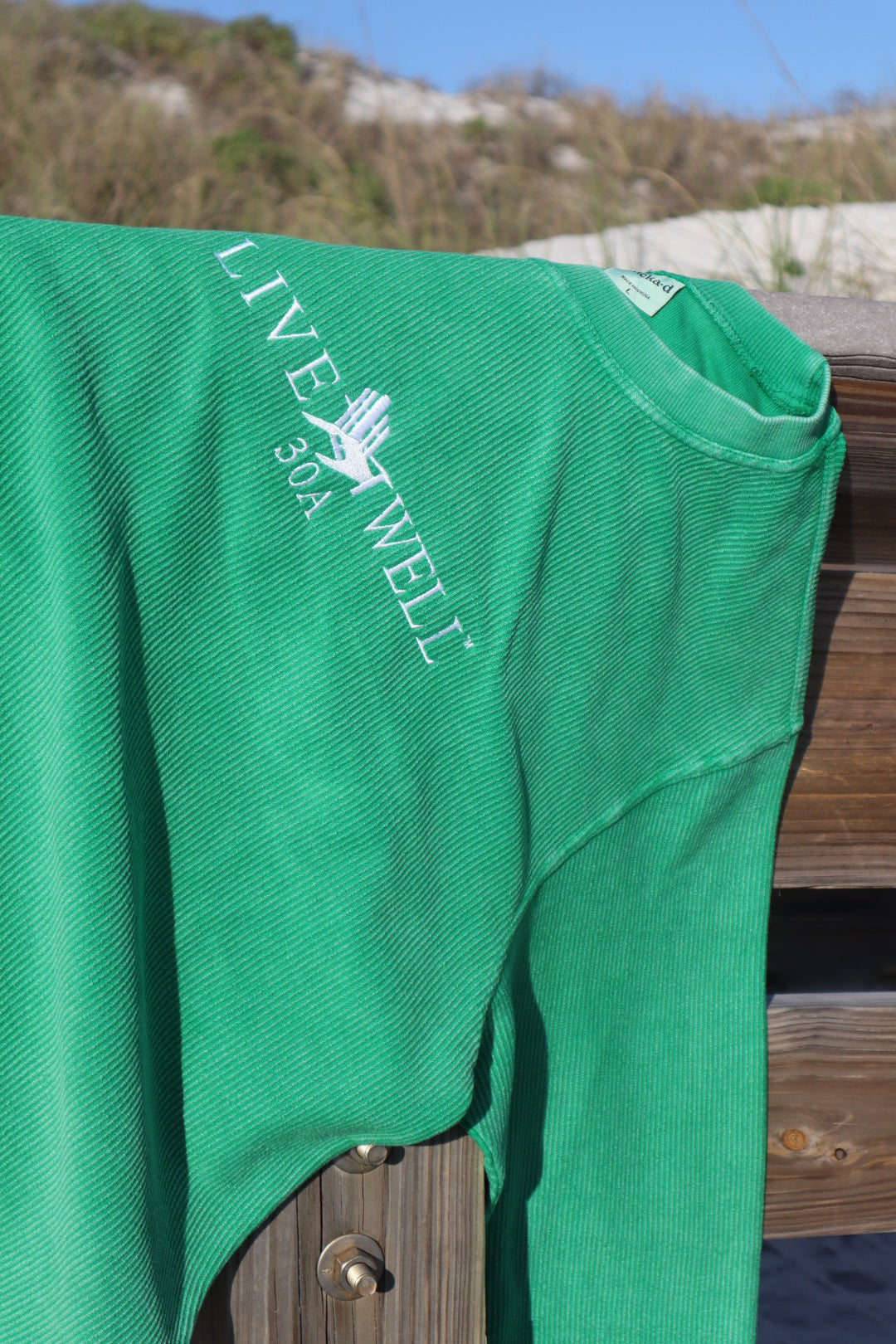 Unisex Classic Embroidered Logo Ribbed Sweatshirt - Green