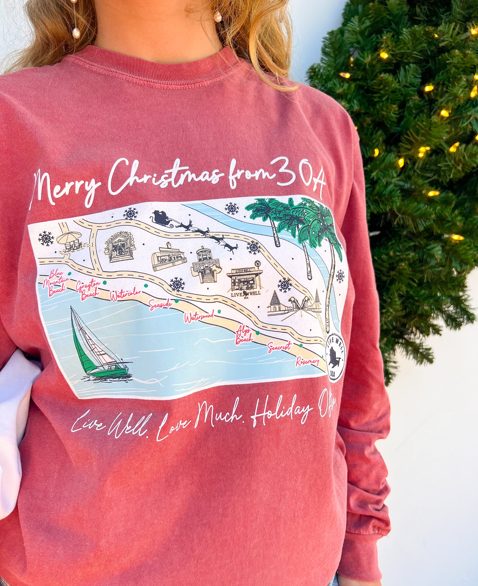 Santa is Coming to 30A Long- Sleeve Tee