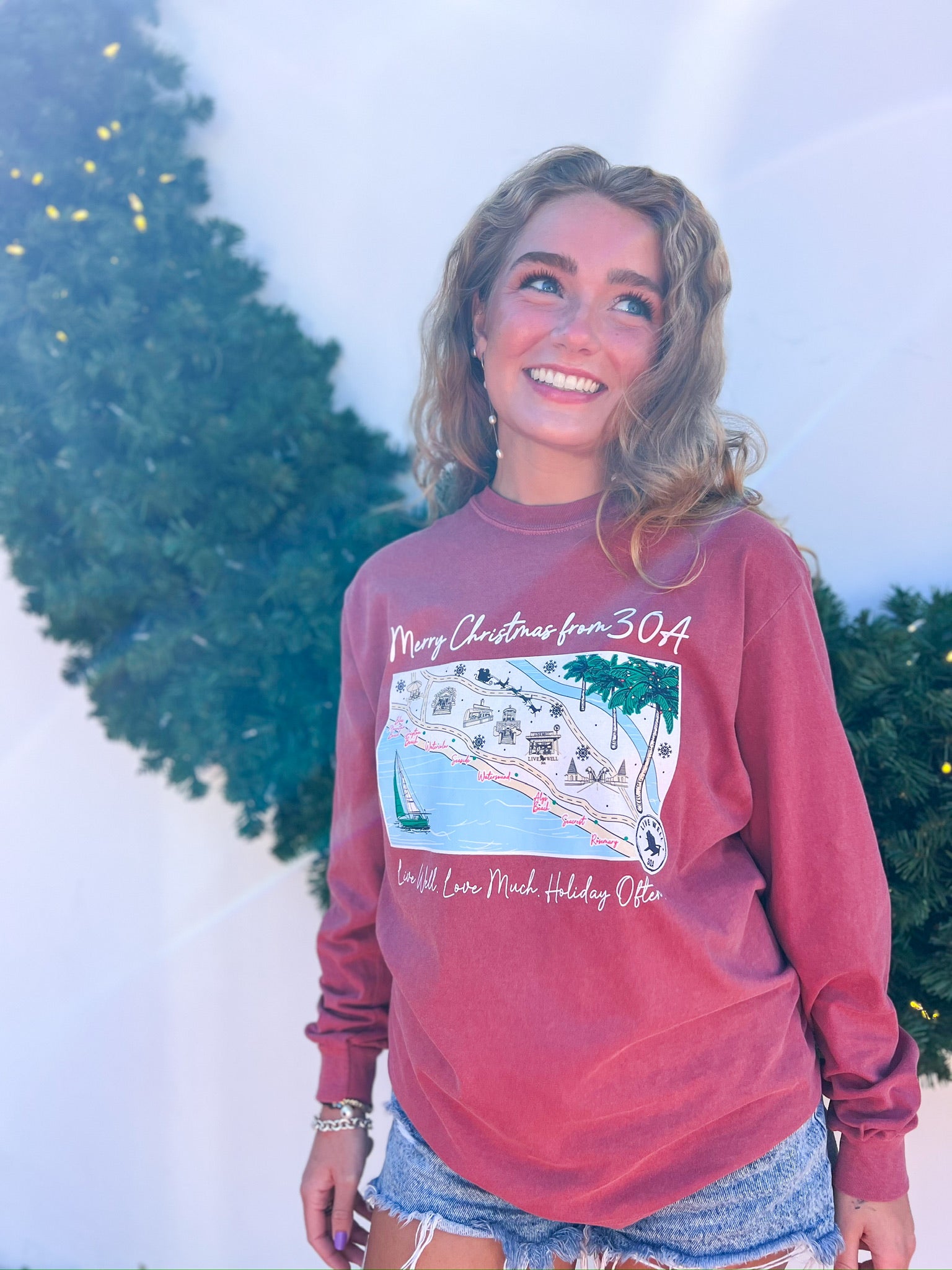 Santa is Coming to 30A Long- Sleeve Tee