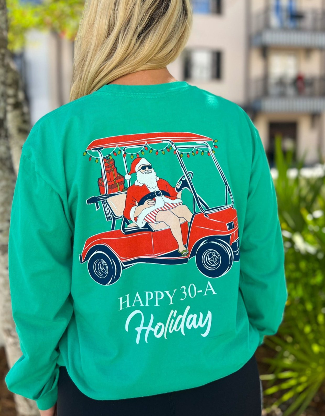 Santa Golf Cart Long Sleeve