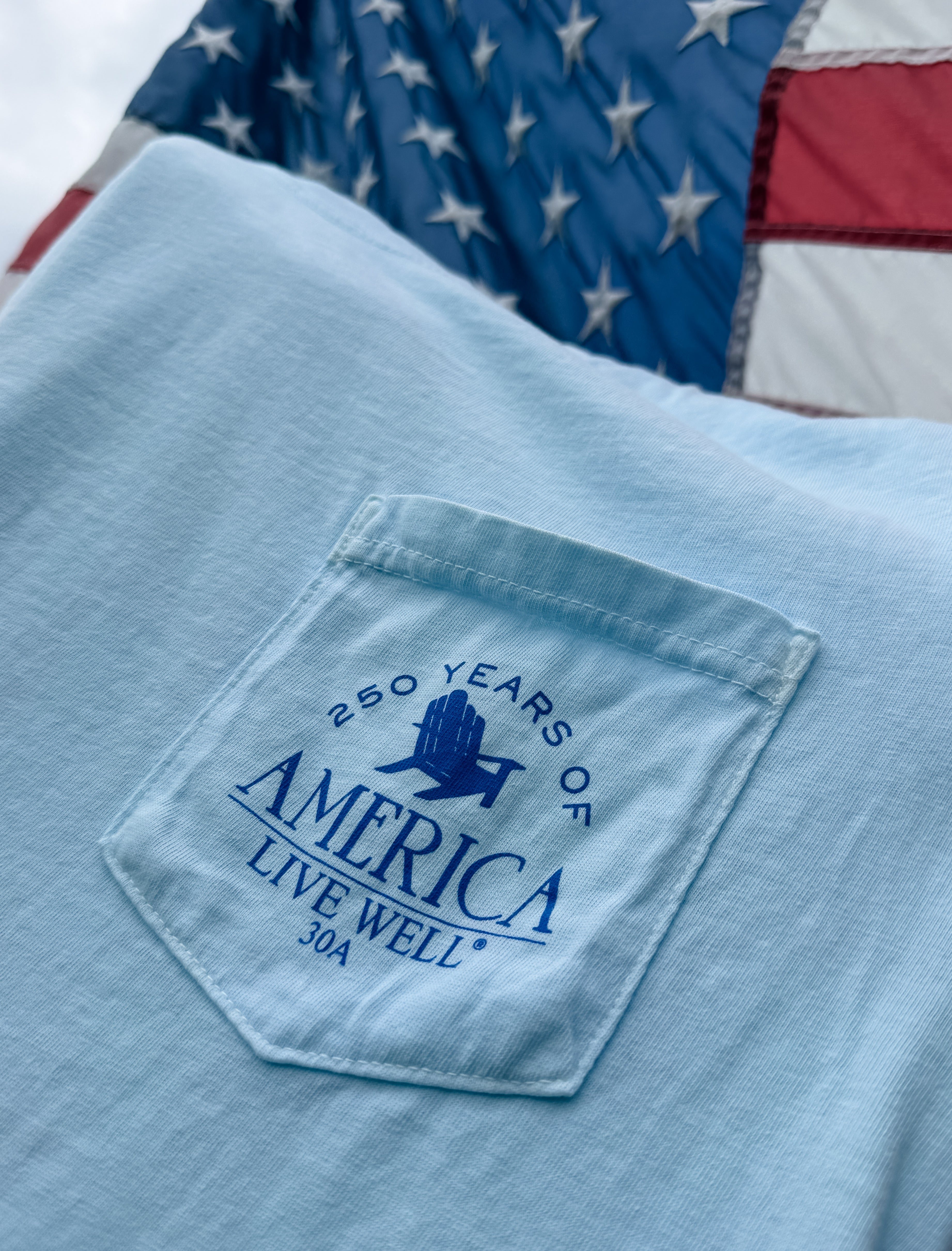 Live Well Fourth of July Symbols Pocket T-Shirt