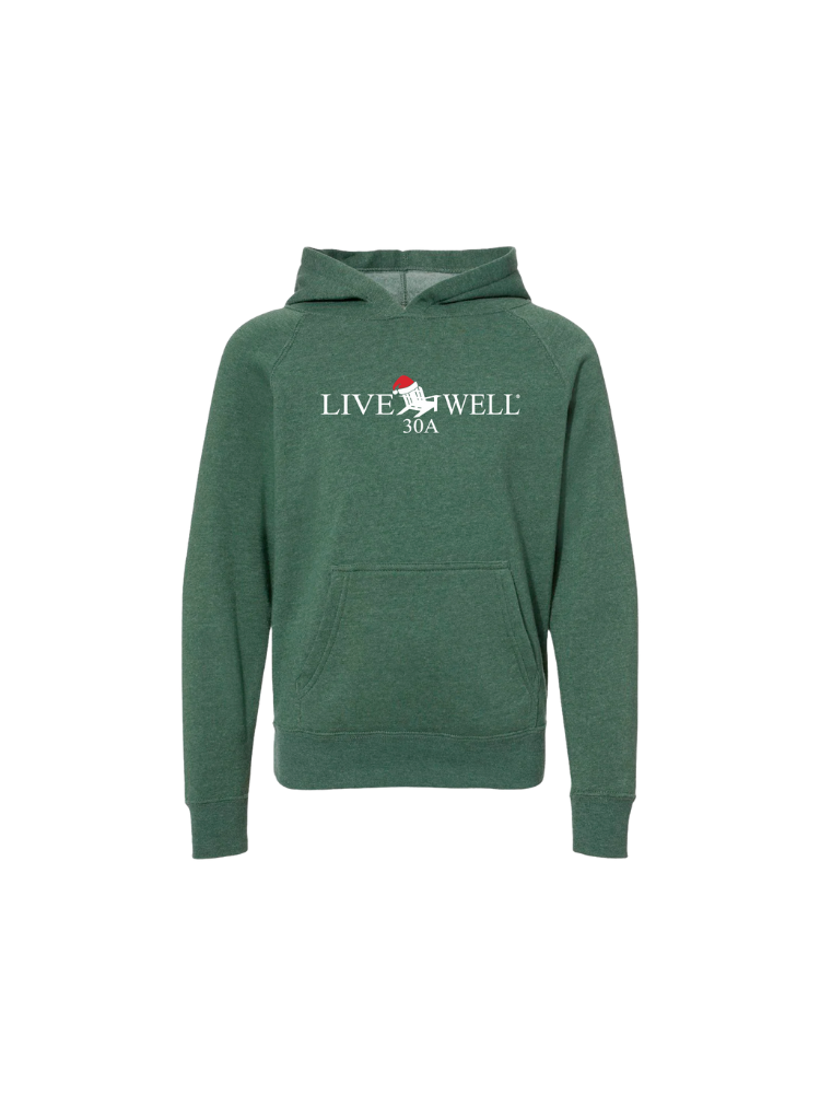 Live Well 30A Classic Logo Santa Hat Youth Hoodie