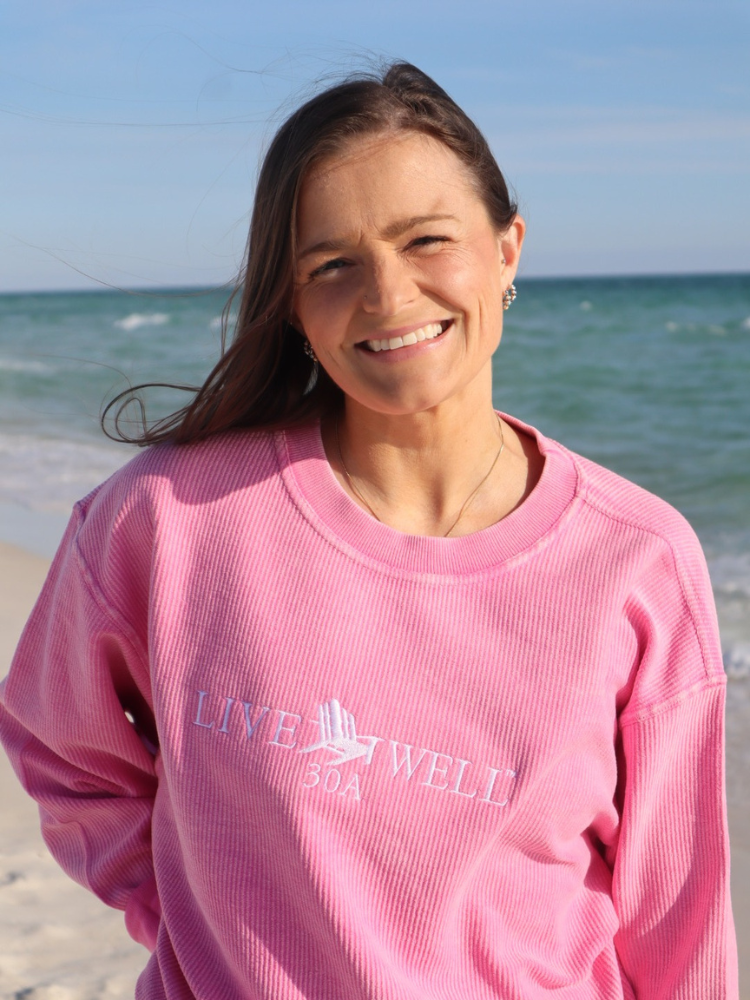 Live Well 30A Classic Logo Embroidered Corded Crew Sweatshirt