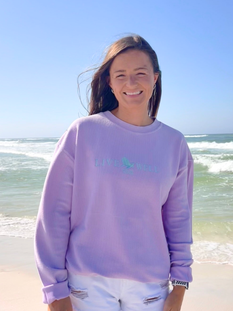 Live Well 30A Classic Logo Embroidered Corded Crew Sweatshirt