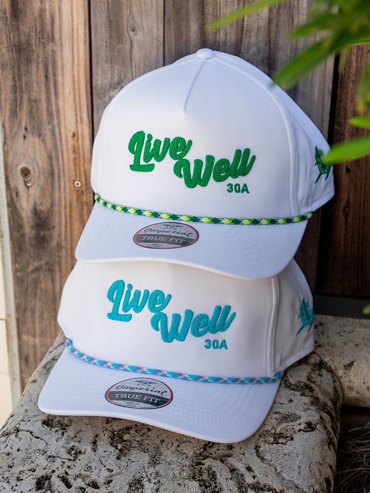 Live Well 30A Script Pearl Stitch Rope Hat