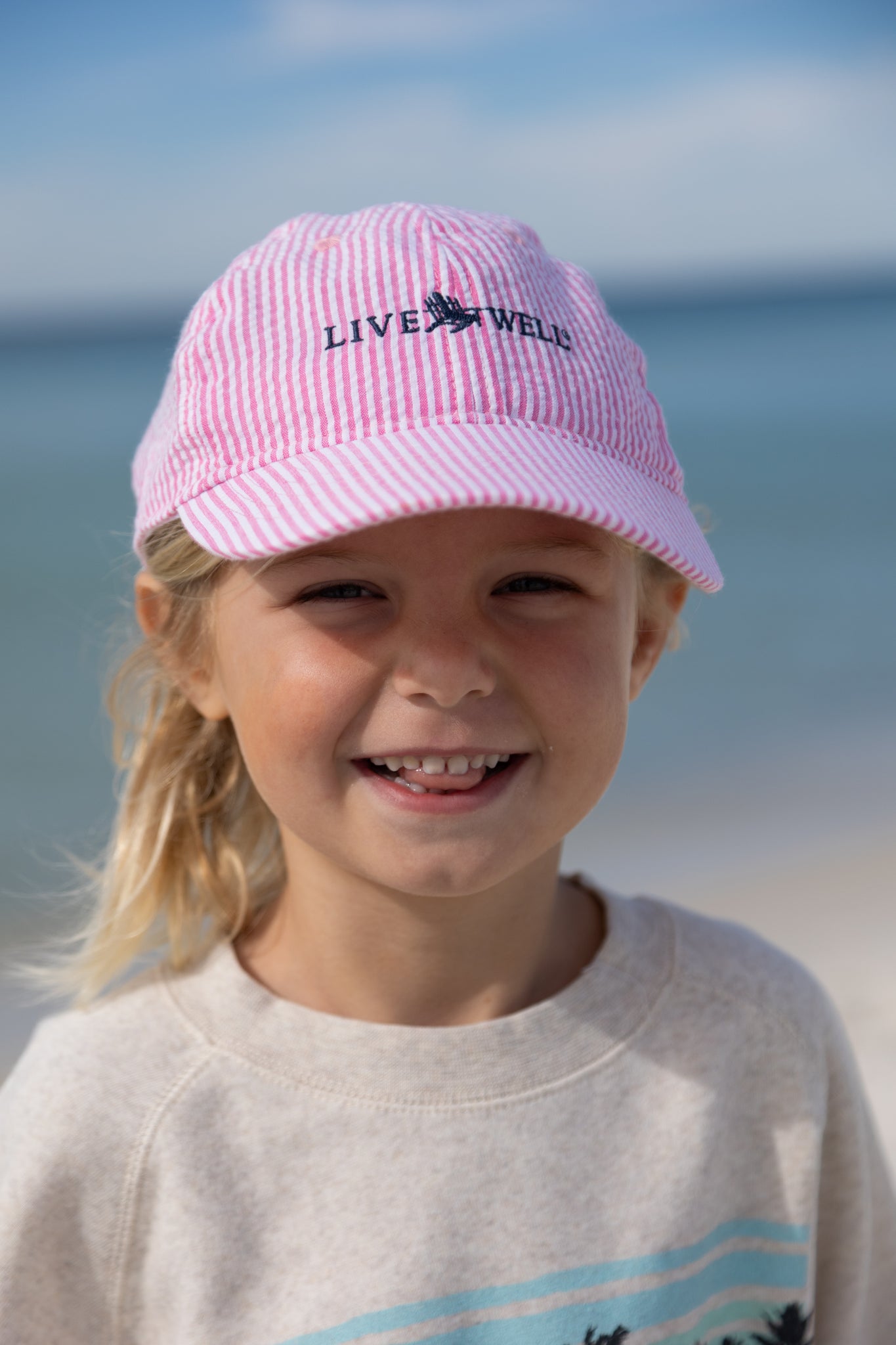 Kids Seersucker Hat - Pink