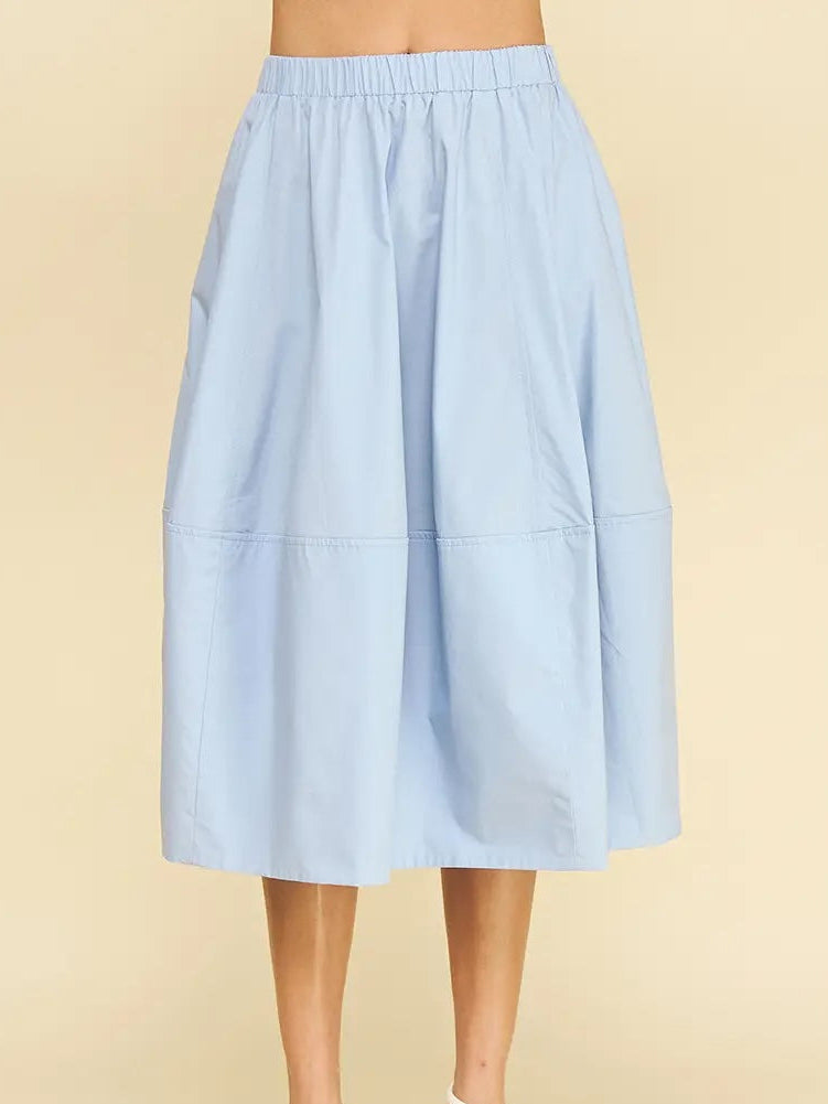 Pleated Poplin Midi Skirt