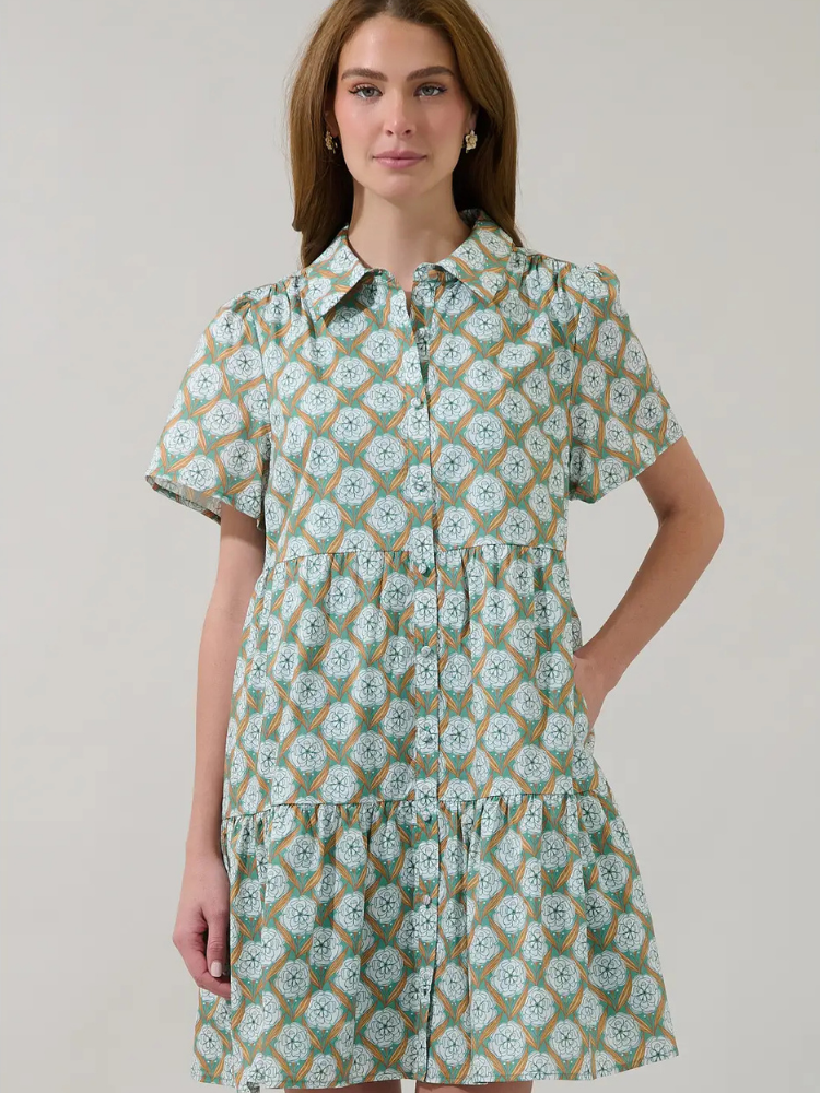 Rendie Tiered Mini Dress Floral