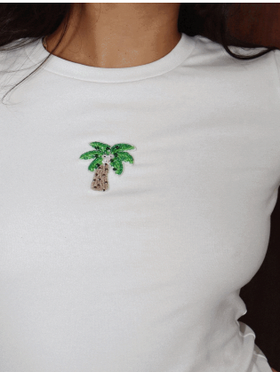 Beaded Palm Graphic T-Shirt