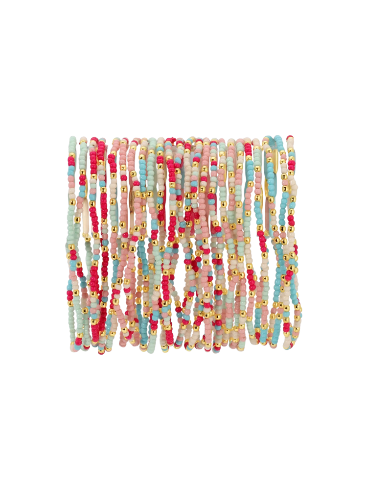 Seed Bead Solid Multi Color Stretch Bracelet