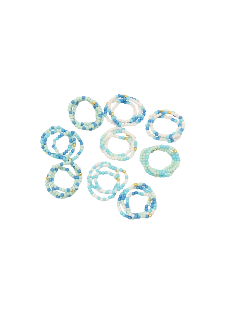 Seed Bead Solid Multi Color Stretch Ring