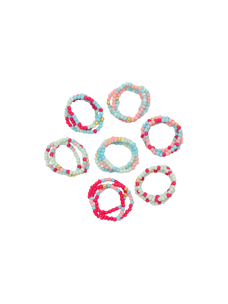 Seed Bead Solid Multi Color Stretch Ring