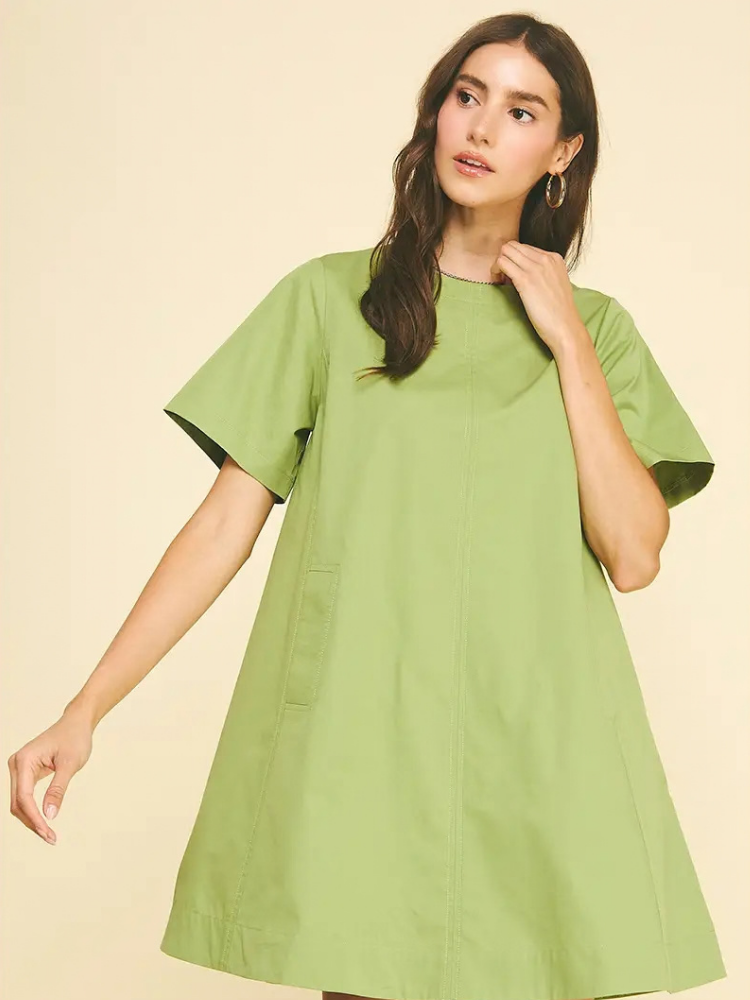 Tunic Mini Dress with Tucked Back Detail