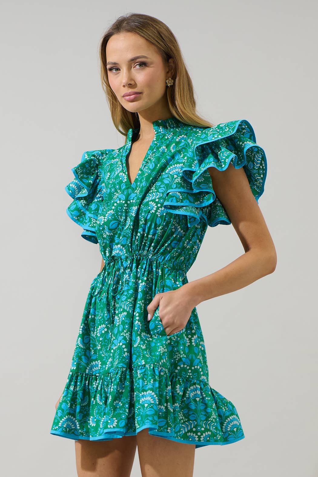 Alina Floral Ruffle Shift Mini Dress