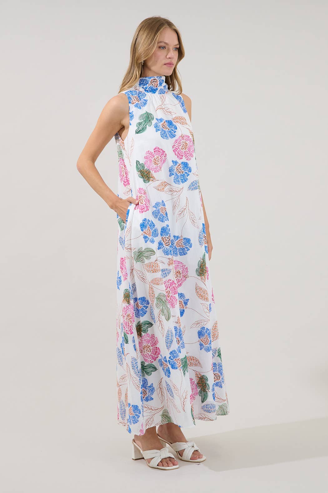 Akiya Wild Poppy Mockneck Maxi Dress
