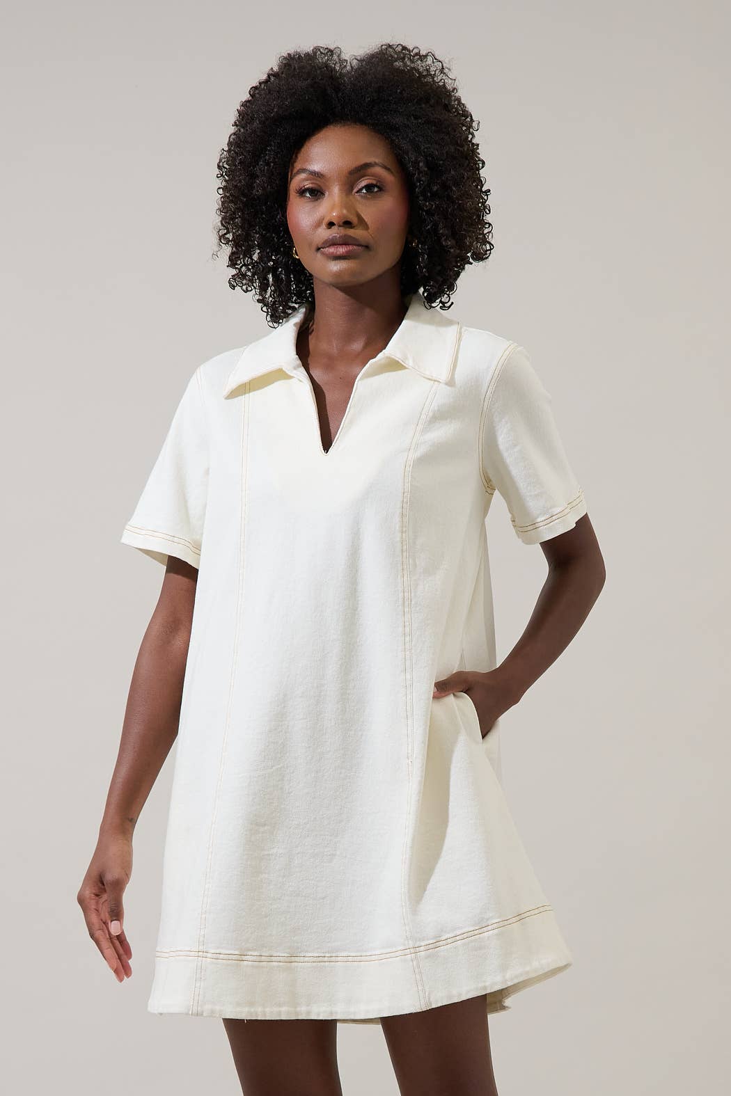 Rosalind Denim Shift Mini Dress