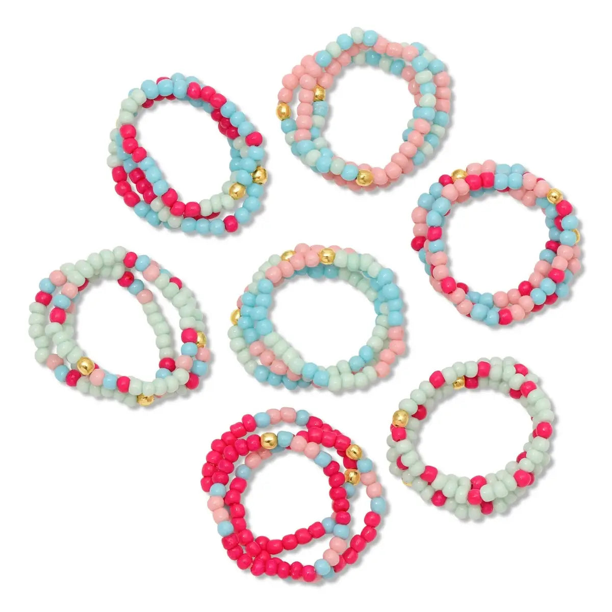 Seed Bead Solid Multi Color Stretch Ring