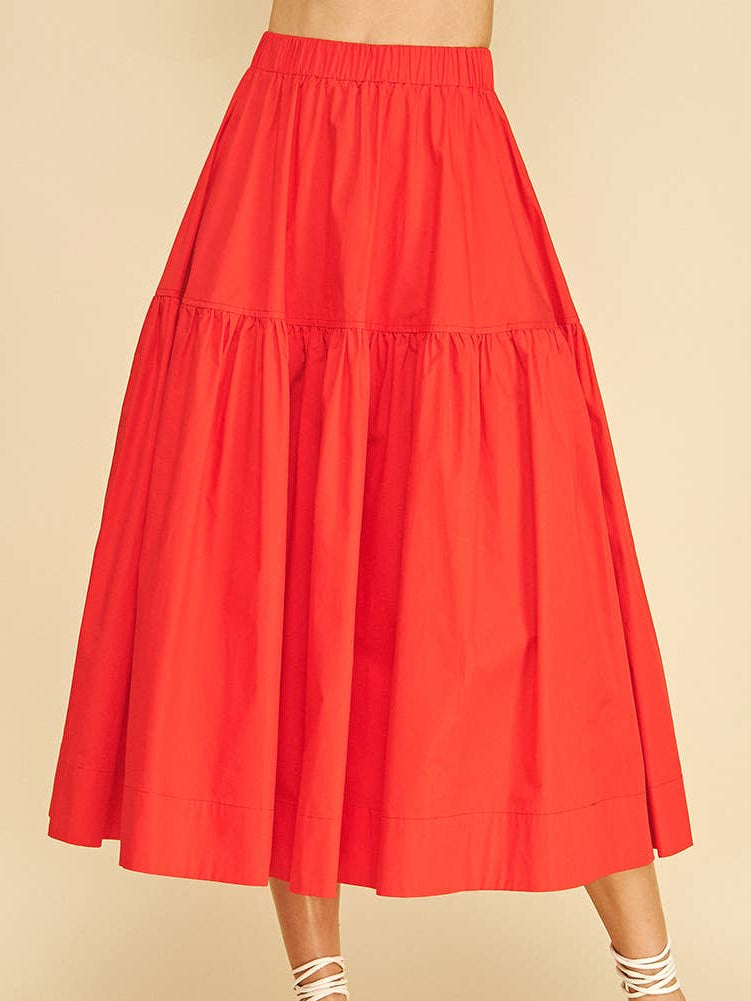 Poplin Tiered Midi Skirt