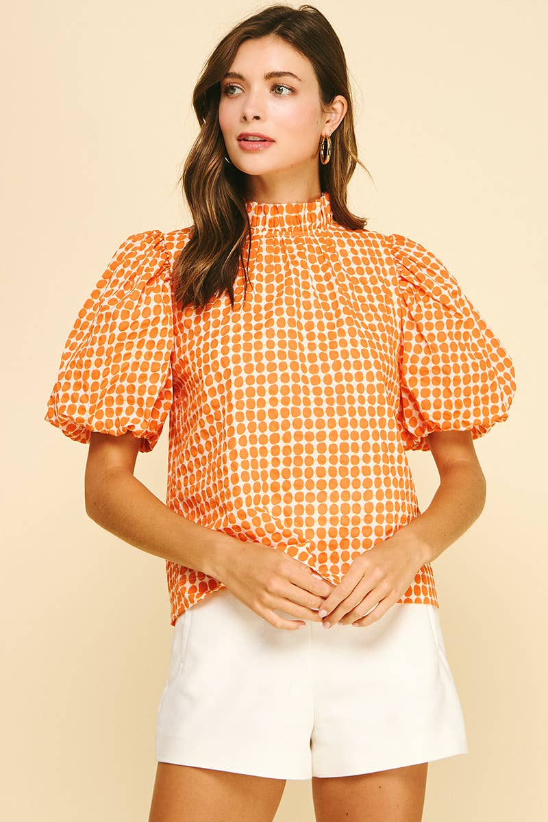 Polka Dot Button Blouse Top