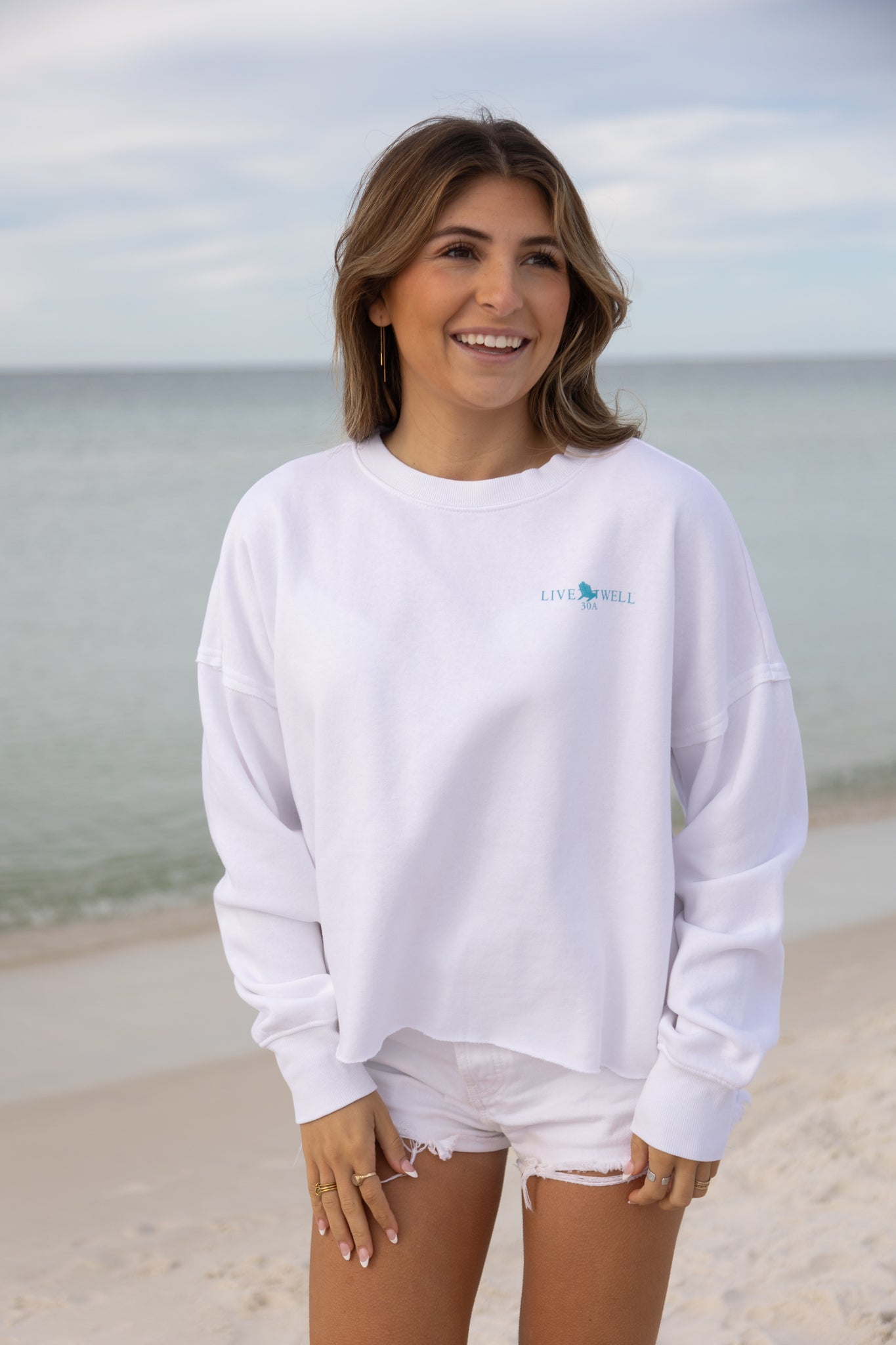 You Are Here Cropped Sweatshirt - White
