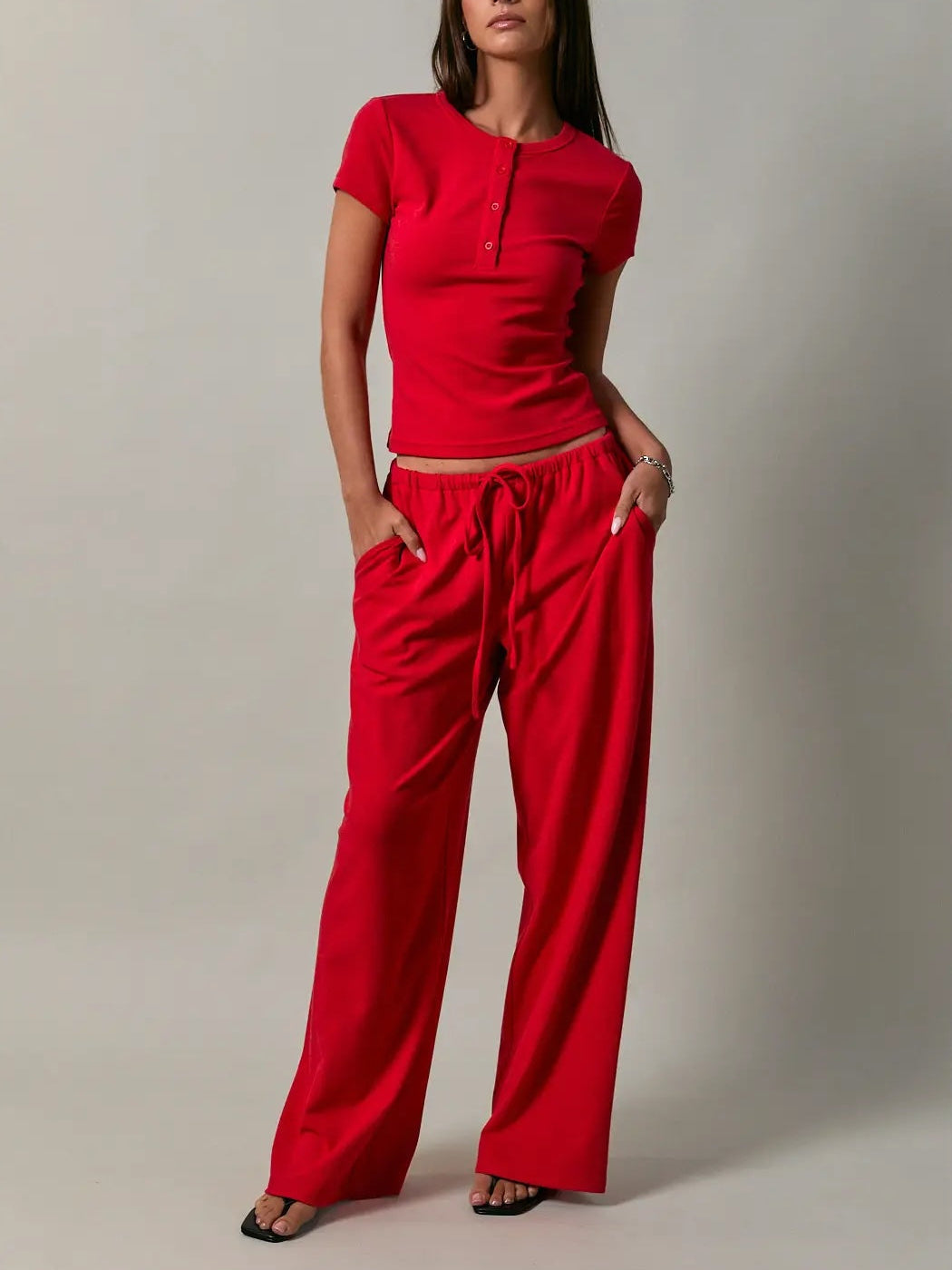 Drawstring Wide Leg Pants